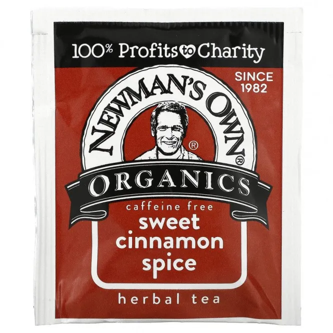 Newman's Own Organics, Без кофеина, травяной чай, сладкая корица, 20 чайных пакетиков, 39 г (1,41 унции)