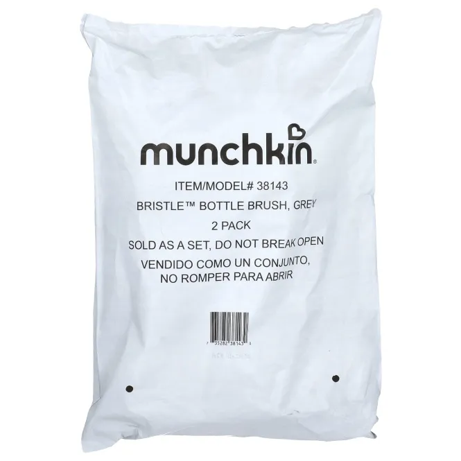Munchkin, Бутылочная щетка Bristle ™, серая, 2 шт. В упаковке