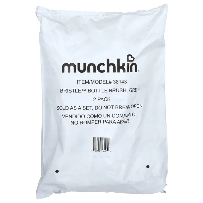 Munchkin, Бутылочная щетка Bristle ™, серая, 2 шт. В упаковке