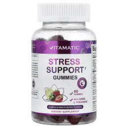 Vitamatic, жевательные таблетки для поддержки при стрессе, со вкусом лимона и ягод, 60 жевательных таблеток