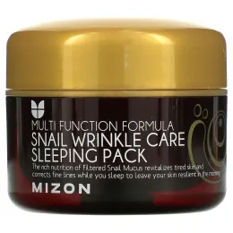 Mizon, Snail Wrinkle Care Sleeping Pack, ночная маска с муцином улитки против морщин, 80 мл (2,70 жидк. унции)