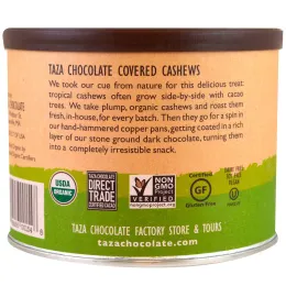 Taza Chocolate, Органический темный шоколад 55% жернового помола, кешью в шоколаде, 226 г (8 унций)