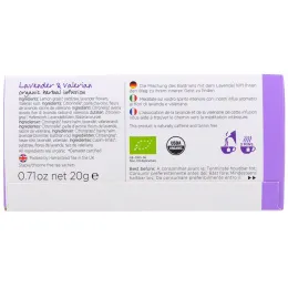 Hampstead Tea, Лаванда и валериана, органический травяной чай, 20 пакетиков, 0,71 унции (20 г)