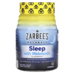 Zarbee's, Снотворное с мелатонином, натуральный фруктовый вкус, 60 жевательных таблеток