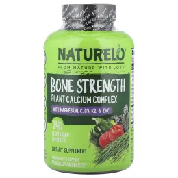 NATURELO, Bone Strength, комплекс растительного кальция, 240 вегетарианских капсул