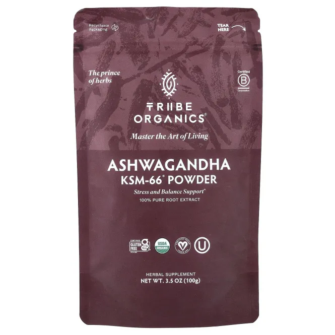 Tribe Organics, Ашваганда KSM-66®, порошок, 100 г (3,5 унции)