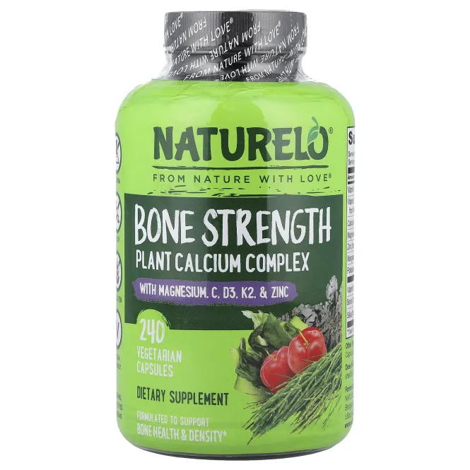 NATURELO, Bone Strength, комплекс растительного кальция, 240 вегетарианских капсул