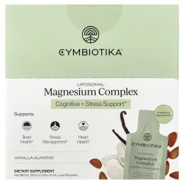 Cymbiotika, липосомальный комплекс магния, ваниль и миндаль, 28 пакетиков в жидкой форме по 10 мл (0,3 жидк. унции)