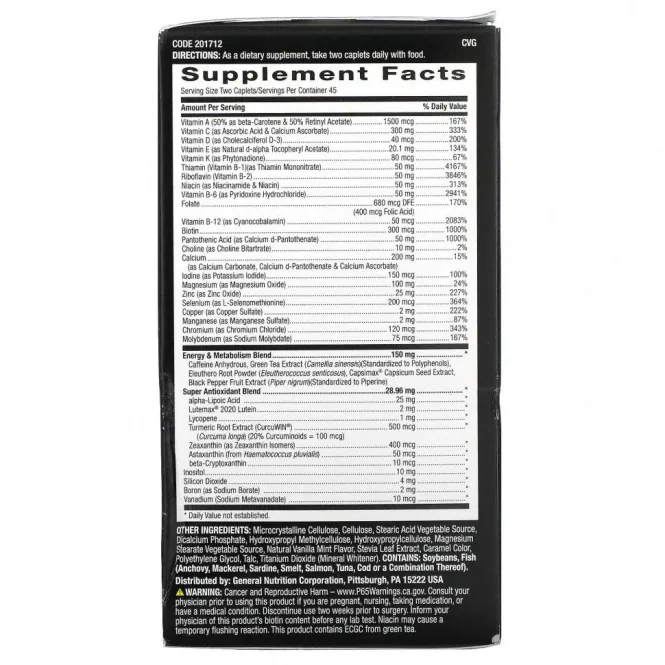 GNC Mega Men, Energy & Metabolism, Clinically Studied Multivitamin, 90 Time-Release Caplets