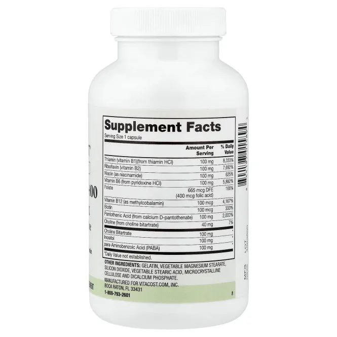 Vitacost, Everyday, комплекс витаминов B100, 100 капсул
