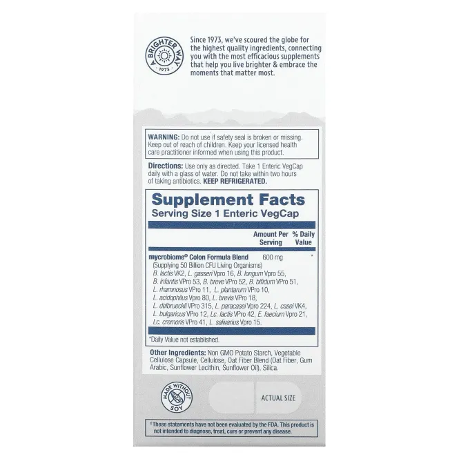 Solaray, Пробиотик Mycrobiome - Формула для толстой кишки 30 вег капсул