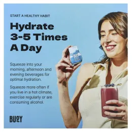 Buoy Hydration, Увлажняющие энергетические капли, усилитель напитка, без добавок, 3 шт. В упаковке, по 60 мл (2 жидк. унц.)