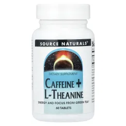 Source Naturals, кофеин + L-теанин, 60 таблеток