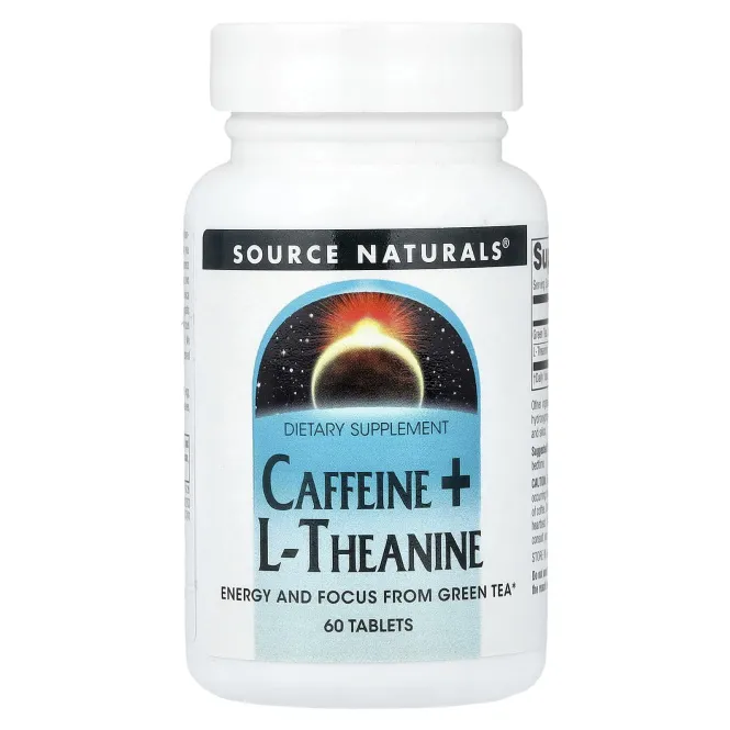 Source Naturals, кофеин + L-теанин, 60 таблеток