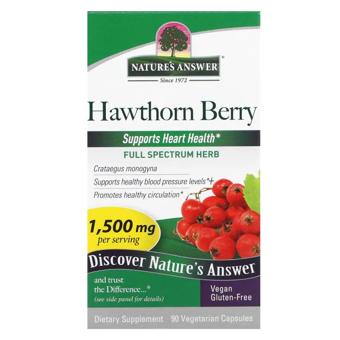 Nature's Answer, боярышник, 1500 мг, 90 вегетарианских капсул (500 мг в 1 капсуле)