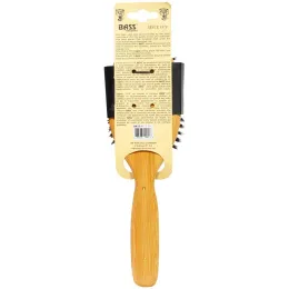 Bass Brushes, Большая овальная, в виде подушки, 100% щетина дикого кабана, скошенная, деревянная ручка, 1 расческа
