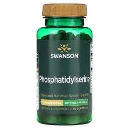 Swanson, фосфатидилсерин, добавка без сои, 100 мг, 90 капсул