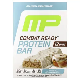 MusclePharm, Протеиновый батончик Combat Ready ™, булочка с корицей, 12 батончиков, 53 г (1,87 унции)