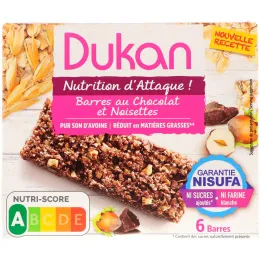 Dukan Diet, Oat Bran Chocolate Hazelnut Bars, 6 Bars, (25 g) Each