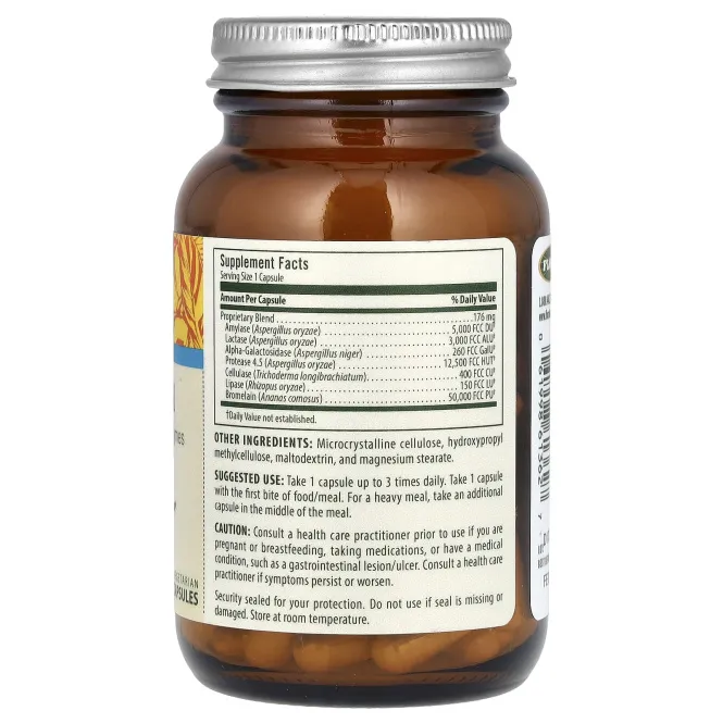 Flora, смесь ферментов, 60 вегетарианских капсул