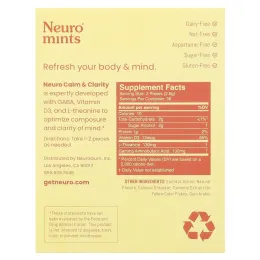 NeuroGum, NeuroMints, спокойствие и ясность, с медом и лимоном, 6 пакетиков по 12 шт.