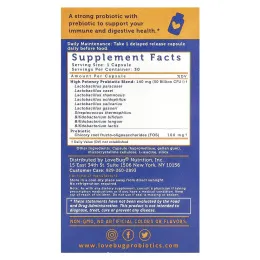 LoveBug Probiotics, Advanced Strength, пробиотик для ежедневного приема, 50 млрд КОЕ, 30 штук
