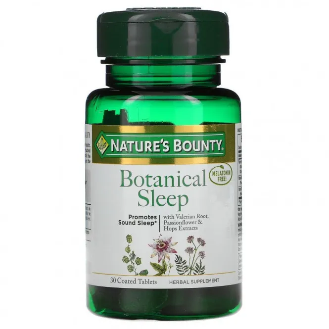 Nature's Bounty, Botanical Sleep, Без мелатонина, 30 таблеток, покрытых оболочкой