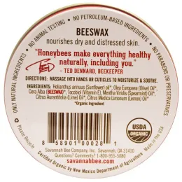 Savannah Bee Company Inc, Органическая мазь с пчелиным воском для рук и ногтей, 2 унции (57,7 г)