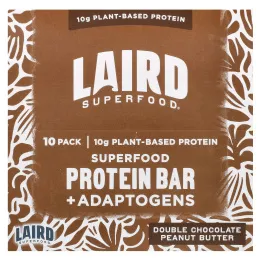 Laird Superfood, Протеиновый батончик Superfood + адаптогены, двойной шоколад с арахисовой пастой, 10 батончиков по 45 г (1,6 унции)