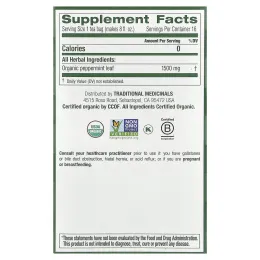 Traditional Medicinals, органическая перечная мята, без кофеина, 16 чайных пакетиков, 24 г (0,85 унции)