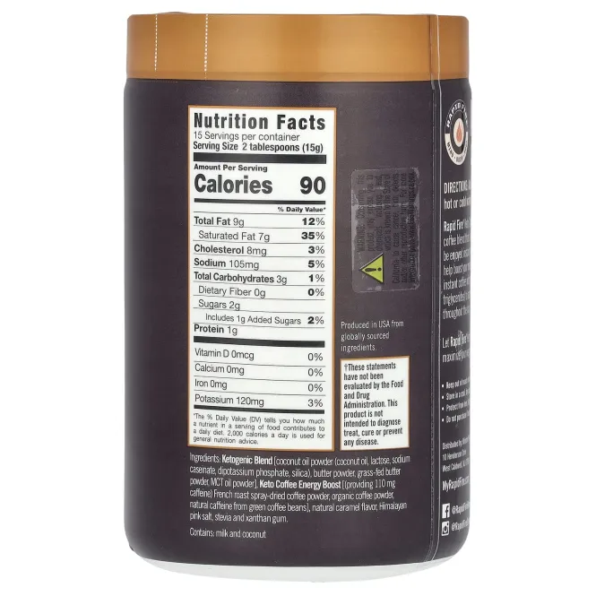 RAPIDFIRE, растворимый кетокофе, карамельный макиато, средней обжарки, 225 г (7,93 унции)