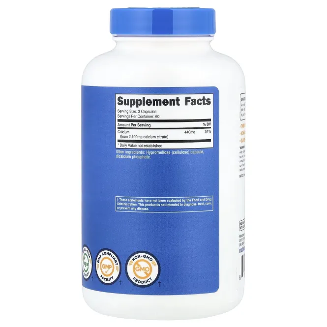 Nutricost, цитрат кальция, 180 капсул (700 мг в 1 капсуле)