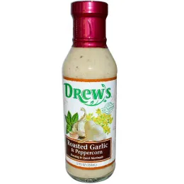 Drew's Organics, Соус и маринад, Обжареный чеснок и перец 12 жидких унции (354 мл)