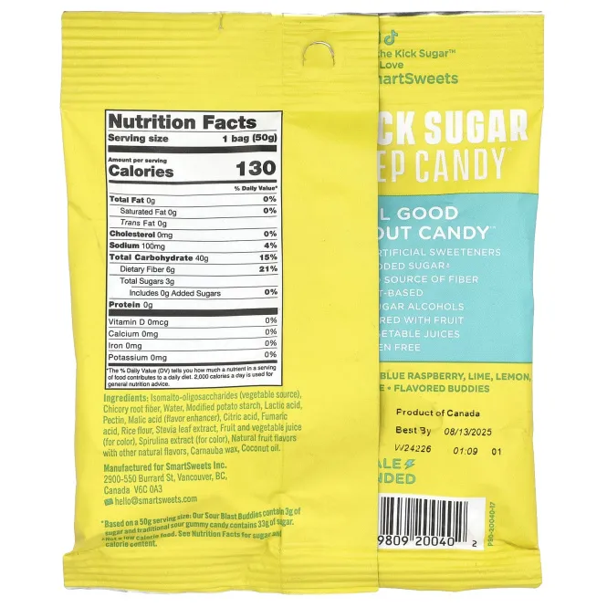 SmartSweets, Sour Blast Buddies, ягоды, голубая малина, лайм, лимон, апельсин, 50 г (1,8 унции)