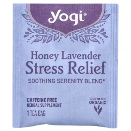 Yogi Tea, Stress Relief, мед и лаванда, без кофеина, 16 чайных пакетиков, 29 г (1,02 унции)