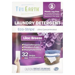 Tru Earth, Eco-Strips®, ультраконцентрированное средство для стирки, сиреневый бриз, 32 полоски