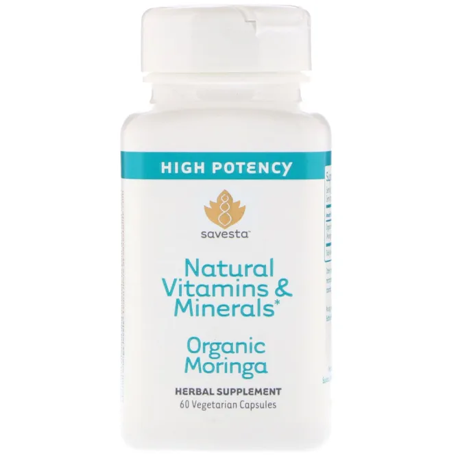 Savesta, Натуральные витамины и минералы, органическая моринга, 60 вегетарианских капсул