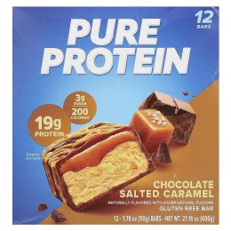 Pure Protein, батончик без глютена, шоколад с соленой карамелью, 12 батончиков по 50 г (1,76 унции)