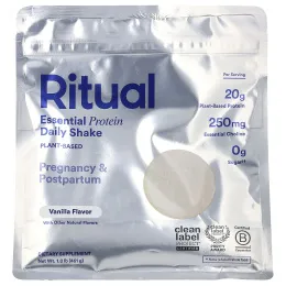 Ritual, Essential Protein, ежедневный коктейль, для беременности и послеродового периода, ваниль, 461 г (1 фунт)