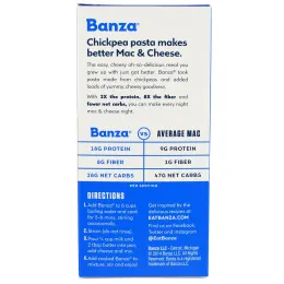 Banza, Мак-и-чиз паста с нутом, белый чеддер, 156 г (5,5 унций)
