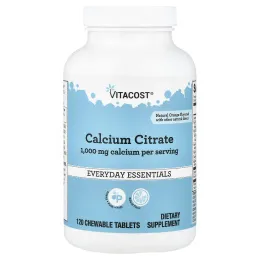 Vitacost, цитрат кальция, с апельсиновым вкусом, 120 жевательных таблеток