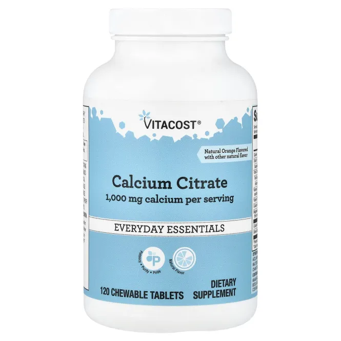 Vitacost, цитрат кальция, с апельсиновым вкусом, 120 жевательных таблеток