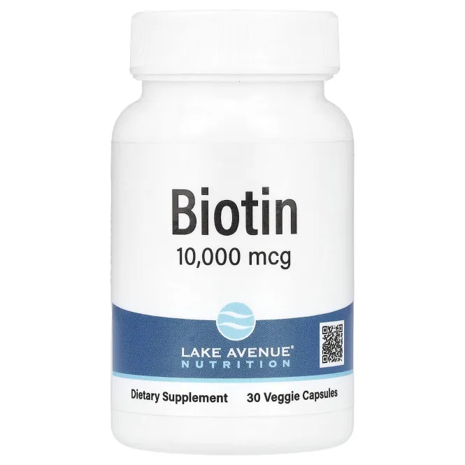 Lake Avenue Nutrition, Биотин, 10 000 мкг, 30 растительных капсул