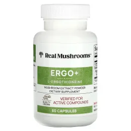 Real Mushrooms, ERGO + L-эрготионеин`` 60 капсул