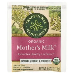 Traditional Medicinals, Organic Mother's Milk®, оригинальный продукт с фенхелем и пажитником, без кофеина, 48 чайных пакетиков в упаковке, 84 г (2,96 унции)
