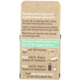 Dr. Ginger's, Coconut Oil, Xylitol + White Charcoal Floss, Coconut Mint, 32 yds (30 m)