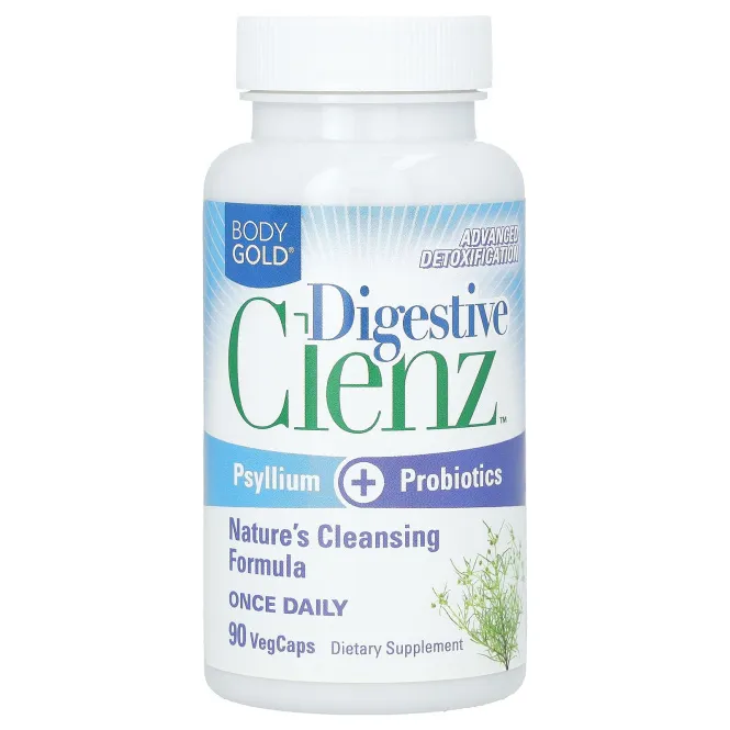 BodyGold, Digestive Clenz, пищеварительная добавка, 90 растительных капсул