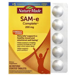 Nature Made, SAMe Complete®, 200 мг, 60 таблеток, покрытых кишечнорастворимой оболочкой
