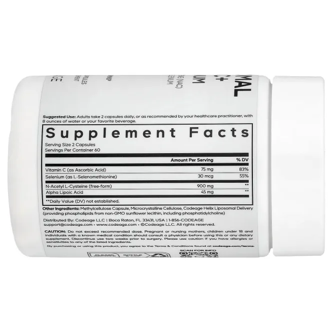 Codeage, Liposomal NAC+ Platinum, 120 растительных капсул