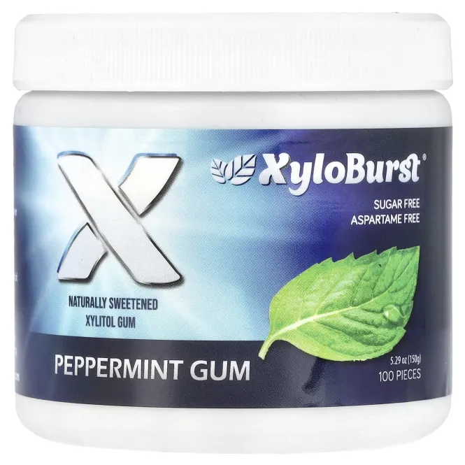 Xyloburst, ксилитоловая камедь, со вкусом перечной мяты, 100 шт., 150 г (5,29 унции)